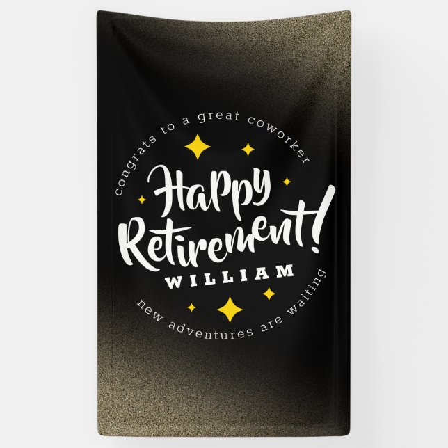 Banderoles Fun Gold Glitter Stars Retirement New Adventures (Vertical)