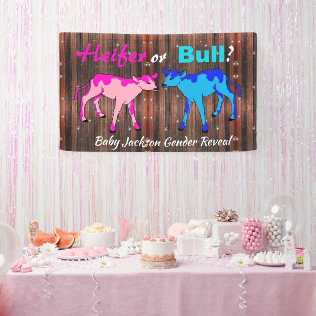Banderoles Fun "Heifer ou Bull" Révélation de genre (Fête)