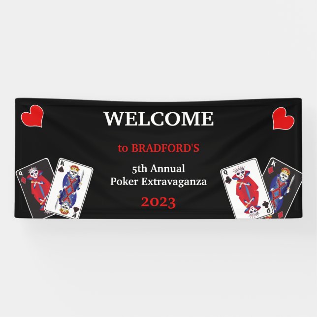 Banderoles Fun Skeleton Kings et Queens Poker Jouer des carte (Horizontal)