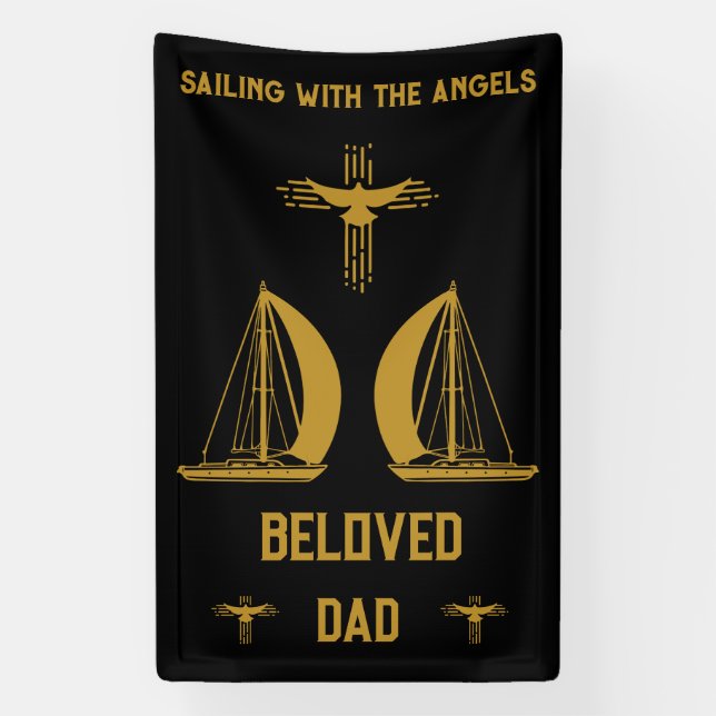 Banderoles Funérailles du bateau à voile en mémoire (Verticale)