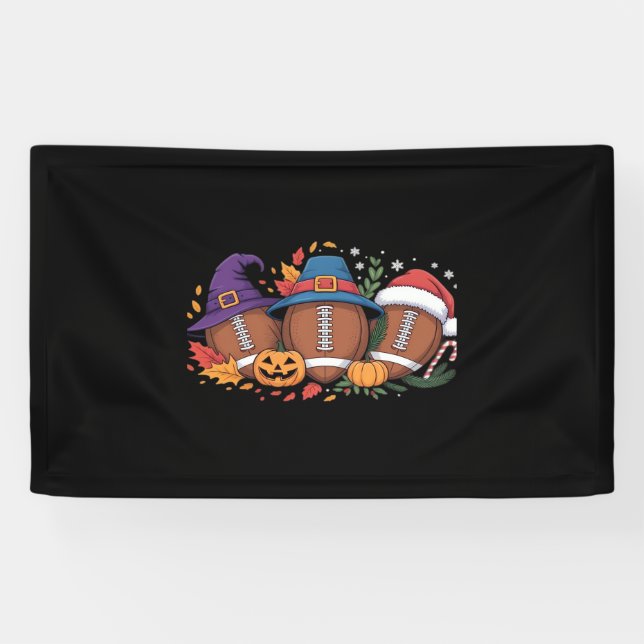 Banderoles Funky Football Halloween Thanksgiving Xmas Éffraya (Horizontal)