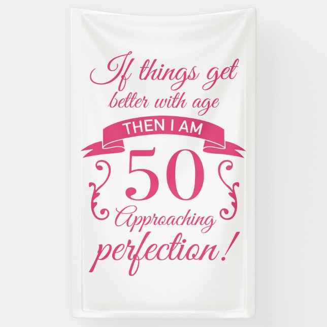 Banderoles Funny 50e anniversaire 'Perfection' (Vertical)