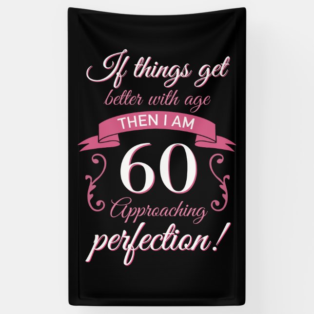 Banderoles Funny 60e anniversaire 'Perfection' (Vertical)