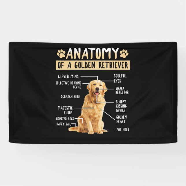 Banderoles Funny Anatomy Golden Retriever Dog Lover Gift (Horizontal)