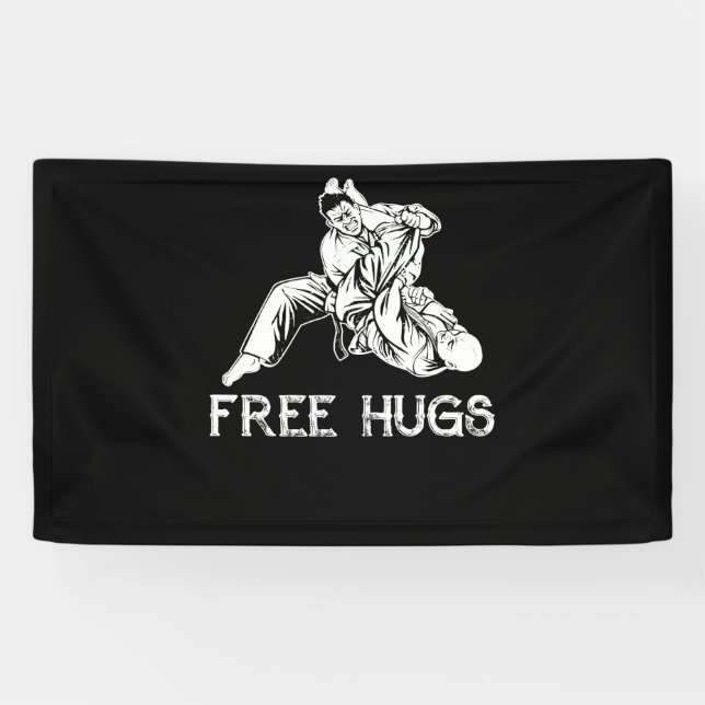 Banderoles Funny Free Hugs Brazilian Jiu-Jitsu MMA BJJ (Horizontal)