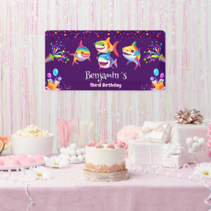 Banderoles Funny rainbow shark anniversaire ballon garçons de