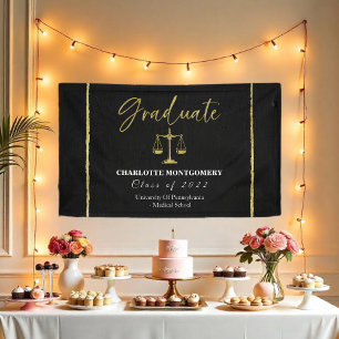Banderoles Galded Dark Chalkboard Law School Graduation Party