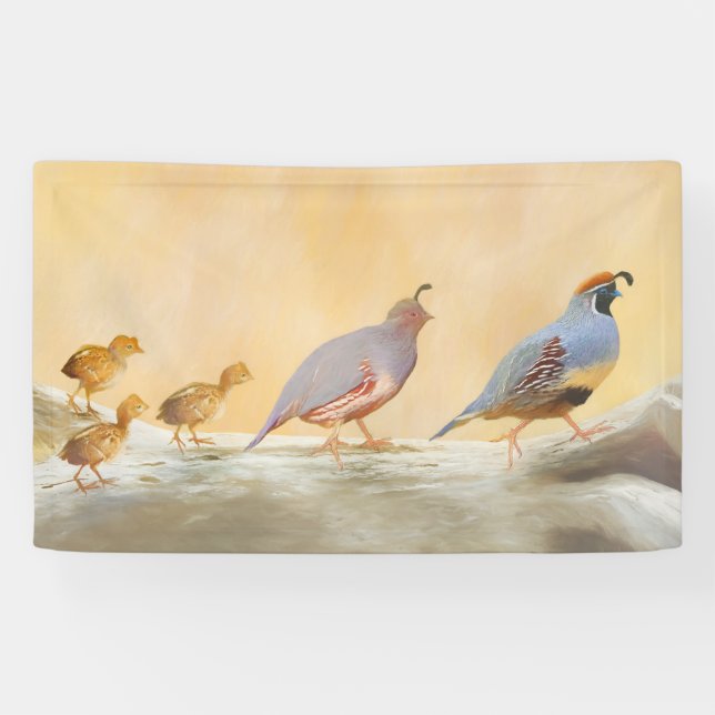 Banderoles Gambrel's Quail Painting Original Bird Art (Horizontal)