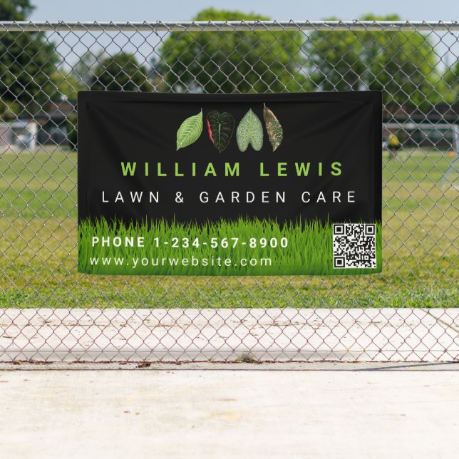 Banderoles Garden Lawn Care Landscaping Feuille Business Logo (En situation)