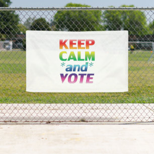 Banderoles garder le calme et voter la typographie arc-en-cie