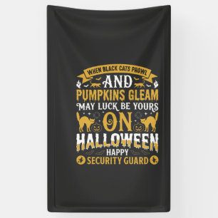Banderoles Gardien de sécurité Halloween chats noirs et citro