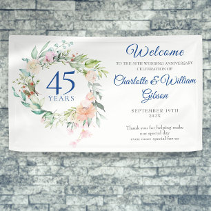 Banderoles Garland Floral rose 45e 65e anniversaire Bienvenue