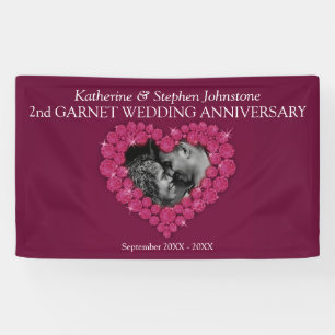 Banderoles Garnet 2e anniversaire Mariage rouge foncé