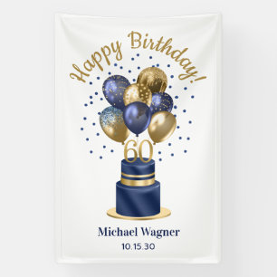 Banderoles Gâteau de ballons bleu marine pour 60e anniversair