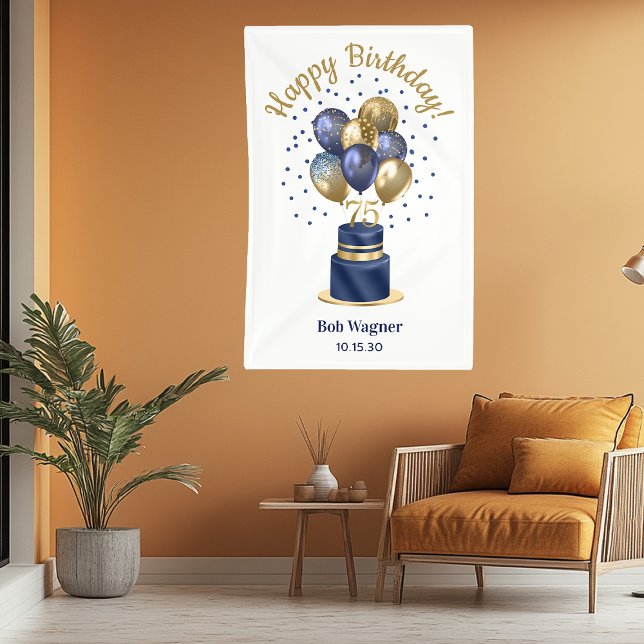 Banderoles Gâteau de ballons bleu marine pour 75e anniversair (Créateur téléchargé)