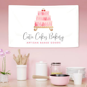 Banderoles Gâteau dessert aquarelle rose poudré Café Boulange