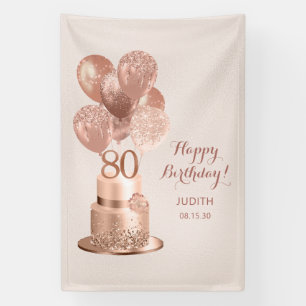 Banderoles Gâteau Rose Gold pour 80e Anniversaire 