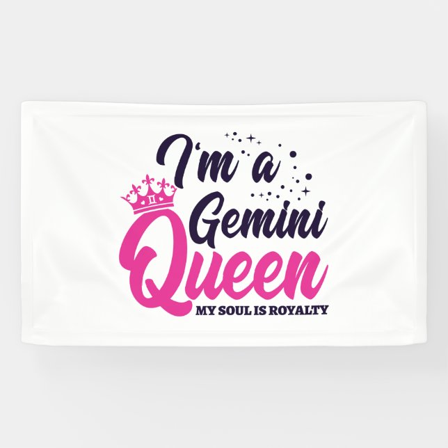 Banderoles Gemini Anniversaire Reine Astrologie Signe zodiaqu (Horizontal)