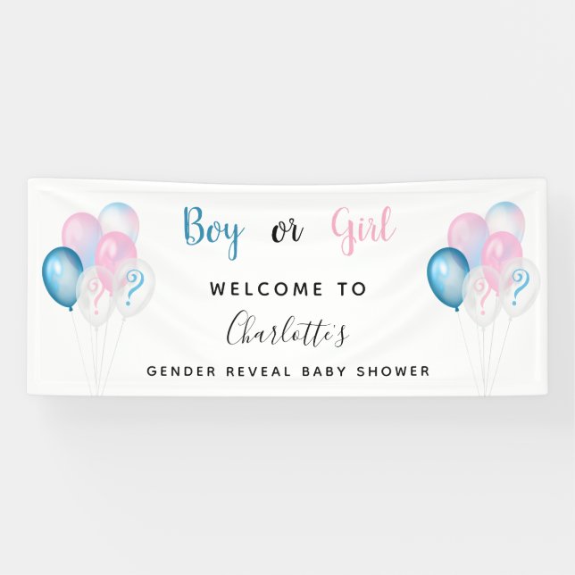 Banderoles Genre révéler baby shower garçon fille bleu rose b (Horizontal)