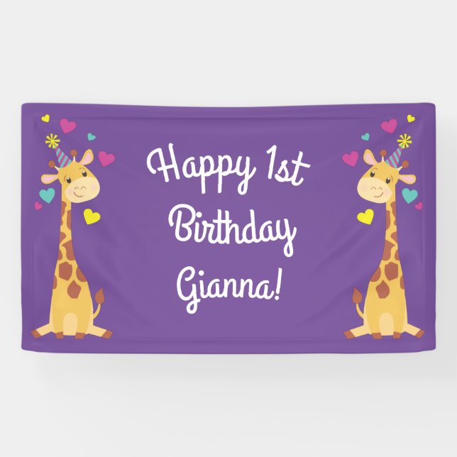 Banderoles Giraffe Anniversaire de enfant Party Cute (Horizontal)