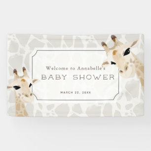 Banderoles Giraffe Beige Aquarelle Baby shower Affiche de bie