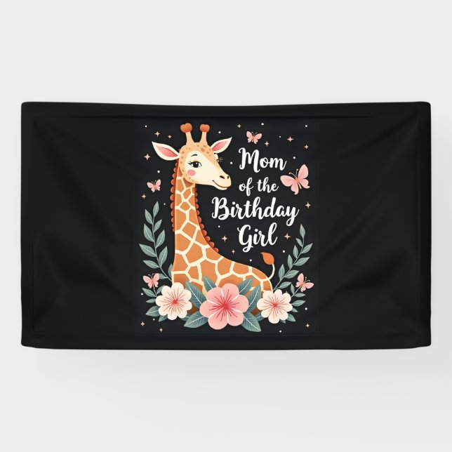 Banderoles Giraffe Maman de l'Anniversaire fille jumelée fami (Horizontal)