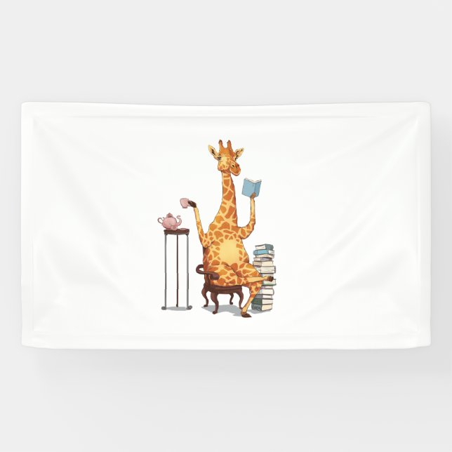 Banderoles Giraffes, livres et cadeaux de thé (Horizontal)