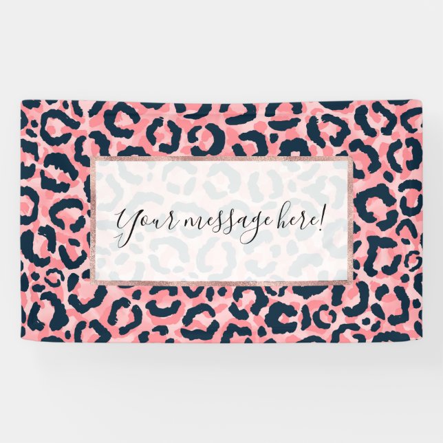 Banderoles Girl Artsy rose Poster de animal léopard (Horizontal)