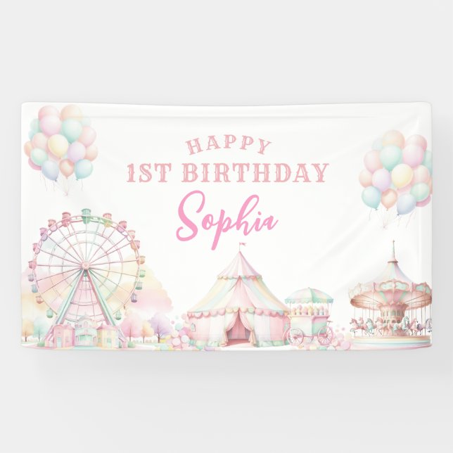 Banderoles Girly Pastel Carnival Anniversaire de enfant de ci (Horizontal)