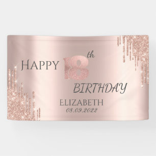 Banderoles Girly Rose Gold Glitter Drips 18th Birthday n'est