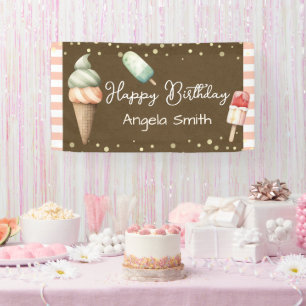 Banderoles Glace Filles Bienvenue Anniversaire Papier Kraft