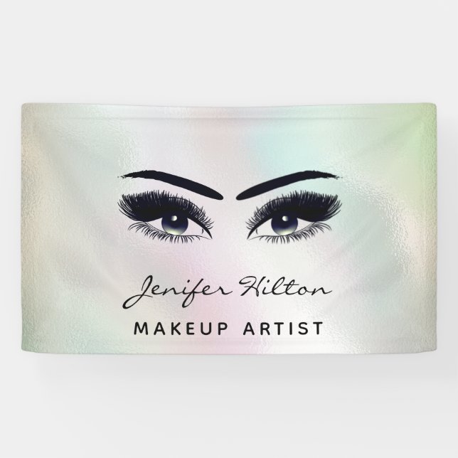 Banderoles Glam chic holographique moderne cils & sourcils (Horizontal)