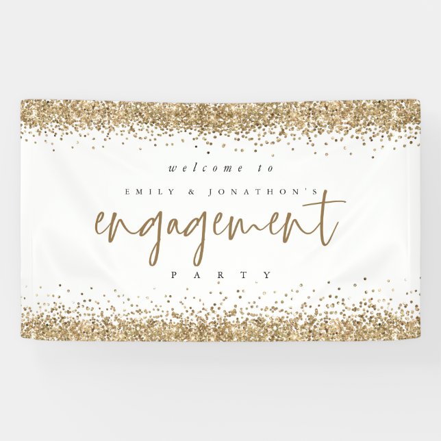 Banderoles Glam Gold Parties scintillant Borders Welcome Enga (Horizontal)