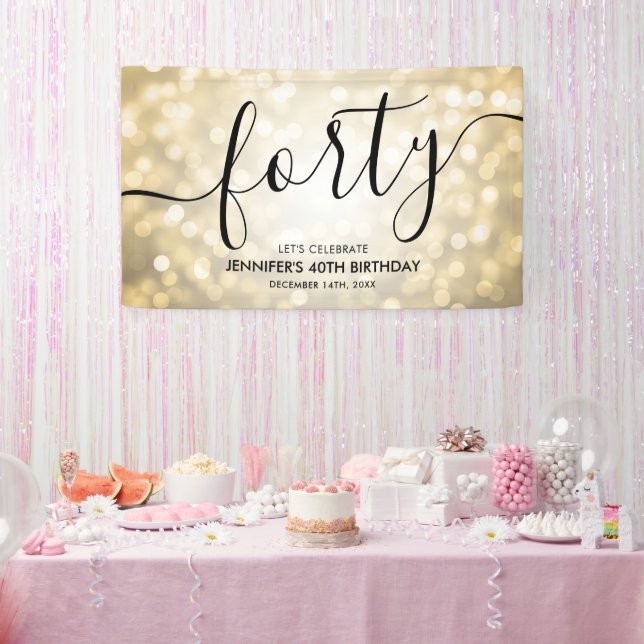 Banderoles Glam Gold Parties scintillant Lumières 40e anniver (Fête)