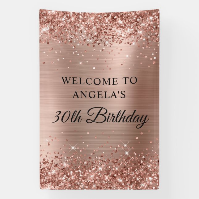 Banderoles Glitterie Rose Gold Foil 30e anniversaire Vertical (Verticale)