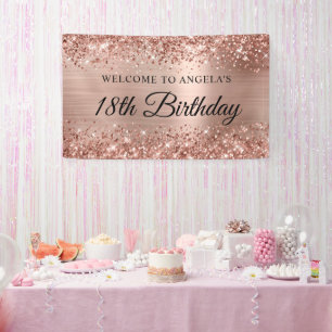Banderoles Glittery Rose Gold Foil 18e anniversaire Bienvenue