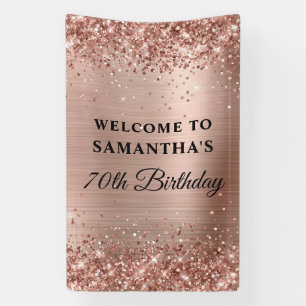 Banderoles Glittery Rose Gold Foil 70e anniversaire Vertical