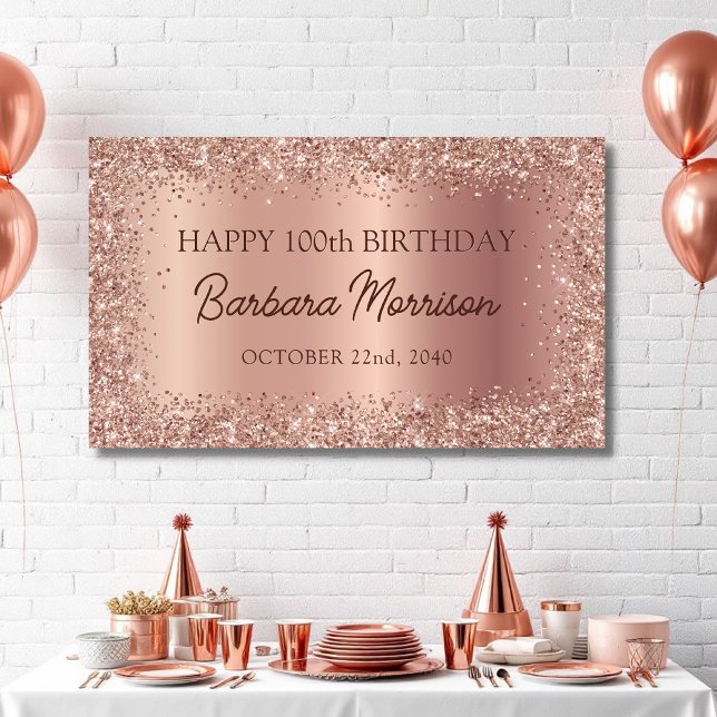 Banderoles Glittery Rose Gold Foil Sparkle 90e anniversaire (Créateur téléchargé)
