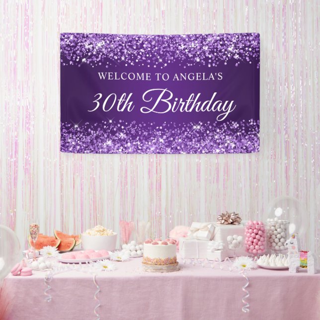 Banderoles Glittery Royal Purple 30e anniversaire Bienvenue (Fête)