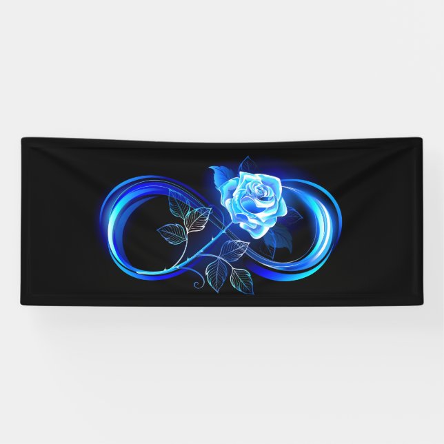 Banderoles Glowing infinity with blue rose (Horizontal)