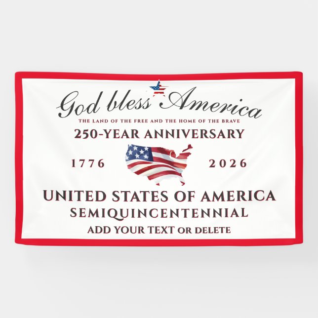 Banderoles God Bless America 250 Semiquincentennial Red (Horizontal)