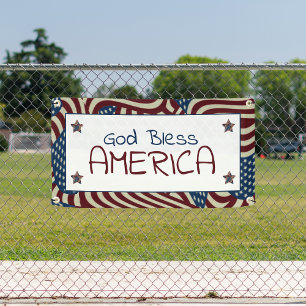 Banderoles God Bless America Red White Blue Flags