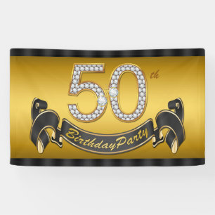 Banderoles Gold 50th Birthday Party
