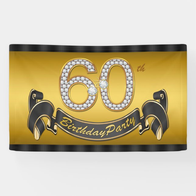 Banderoles Gold 60th Birthday Party (Horizontal)