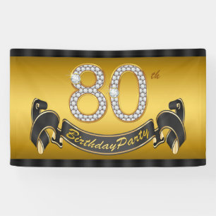 Banderoles Gold 80th Birthday Party