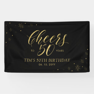 Banderoles Gold & Black Modern Cheers 50e fête d'anniversaire