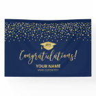 Gold & Blue Confetti Félicitation Graduation
