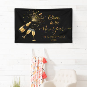 Banderoles Gold Champagne Félicite la Nouvelle Année