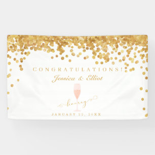 Banderoles Gold Confetti Élégant Mariage Champagne