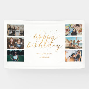 Banderoles Gold Confetti Photo Collage Anniversaire